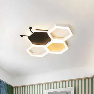 ZOWALA - Kids Room Bee Honeycomb LED Large Flush Mount Light Image - 1