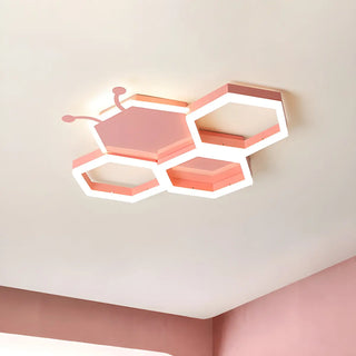 ZOWALA - Kids Room Bee Honeycomb LED Large Flush Mount Light Image - 2