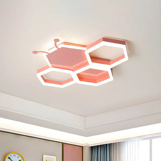 ZOWALA - Kids Room Bee Honeycomb LED Large Flush Mount Light Image - 3