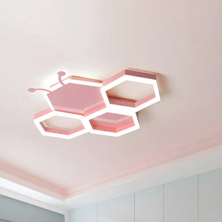 ZOWALA - Kids Room Bee Honeycomb LED Large Flush Mount Light Image - 4