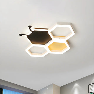ZOWALA - Kids Room Bee Honeycomb LED Large Flush Mount Light Image - 5