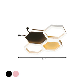 ZOWALA - Kids Room Bee Honeycomb LED Large Flush Mount Light Image - 7
