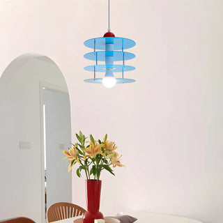 ZOWALA - Playful Layered Disc Acrylic Blue Kids Room Pendant Light Image - 1