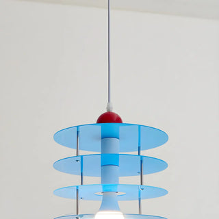 ZOWALA - Playful Layered Disc Acrylic Blue Kids Room Pendant Light Image - 13