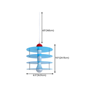 ZOWALA - Playful Layered Disc Acrylic Blue Kids Room Pendant Light #size