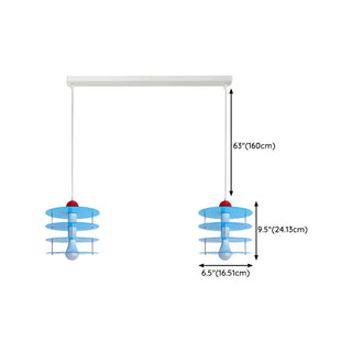 ZOWALA - Playful Layered Disc Acrylic Blue Kids Room Pendant Light Image - 15