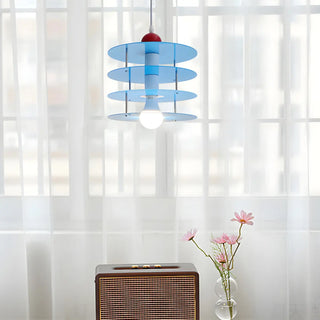 ZOWALA - Playful Layered Disc Acrylic Blue Kids Room Pendant Light Image - 3