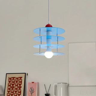 ZOWALA - Playful Layered Disc Acrylic Blue Kids Room Pendant Light Image - 4