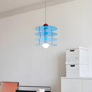 ZOWALA - Playful Layered Disc Acrylic Blue Kids Room Pendant Light Image - 6