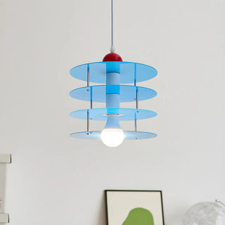 ZOWALA - Playful Layered Disc Acrylic Blue Kids Room Pendant Light Image - 8