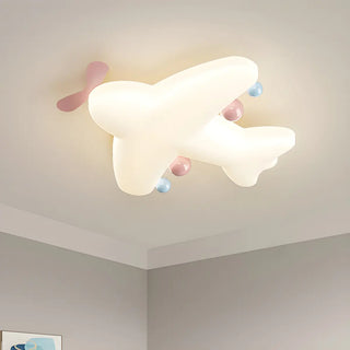 Kids Adorable Pink Airplane Resin LED Flush Mount Light Zawala Image - 2