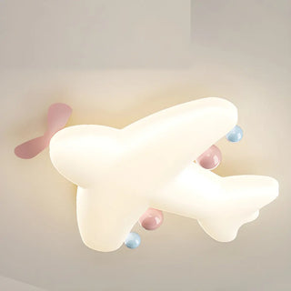 Kids Adorable Pink Airplane Resin LED Flush Mount Light Zawala Image - 3