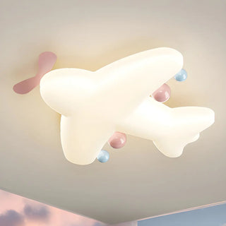 Kids Adorable Pink Airplane Resin LED Flush Mount Light Zawala Image - 4