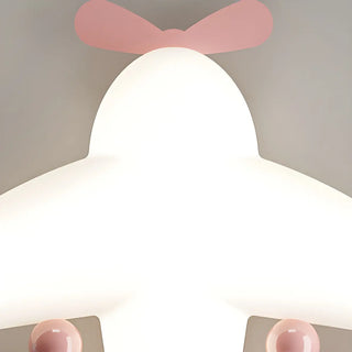 Kids Adorable Pink Airplane Resin LED Flush Mount Light Zawala Image - 5