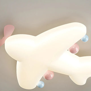 Kids Adorable Pink Airplane Resin LED Flush Mount Light Zawala Image - 7
