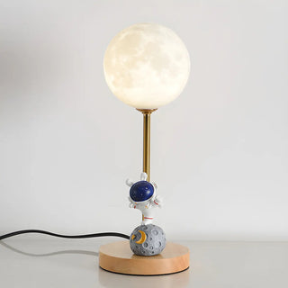 Chic Moon Globe Wooden Bedside Lamp with Rocker Switch Zawala Image - 11