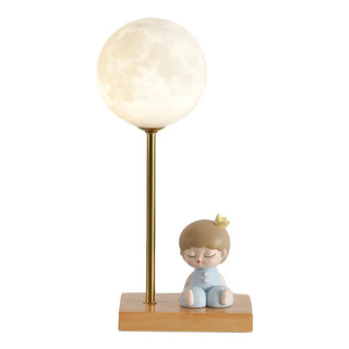 Chic Moon Globe Wooden Bedside Lamp with Rocker Switch Zawala Image - 17