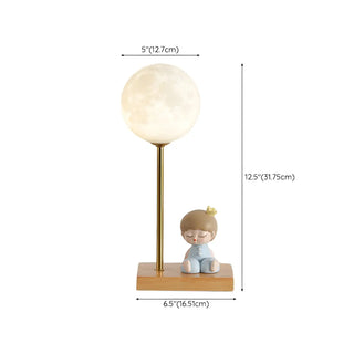 Chic Moon Globe Wooden Bedside Lamp with Rocker Switch Zawala #size