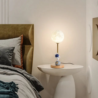Chic Moon Globe Wooden Bedside Lamp with Rocker Switch Zawala Image - 3
