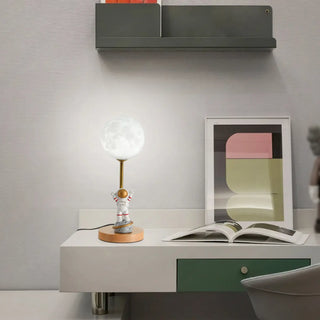 Chic Moon Globe Wooden Bedside Lamp with Rocker Switch Zawala Image - 5