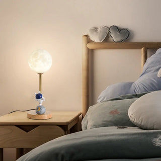 Chic Moon Globe Wooden Bedside Lamp with Rocker Switch Zawala Image - 6
