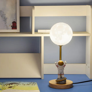 Chic Moon Globe Wooden Bedside Lamp with Rocker Switch Zawala Image - 7