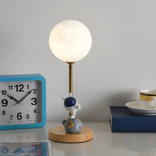 Chic Moon Globe Wooden Bedside Lamp with Rocker Switch Zawala Image - 8