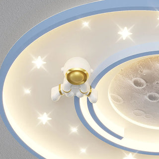 Kids Bedroom Astronaut White Round Flush Mount Light Zawala Image - 10