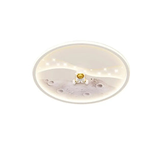 Kids Bedroom Astronaut White Round Flush Mount Light Zawala Image - 11