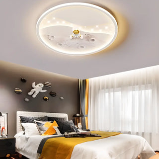 Kids Bedroom Astronaut White Round Flush Mount Light Zawala Image - 4