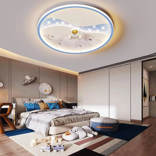 Kids Bedroom Astronaut White Round Flush Mount Light Zawala Image - 5