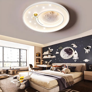 Kids Bedroom Astronaut White Round Flush Mount Light Zawala Image - 6