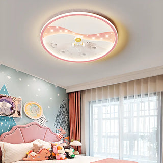 Kids Bedroom Astronaut White Round Flush Mount Light Zawala Image - 7