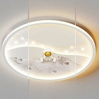 Kids Bedroom Astronaut White Round Flush Mount Light Zawala Image - 8