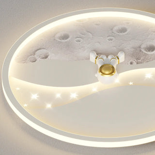 Kids Bedroom Astronaut White Round Flush Mount Light Zawala Image - 9