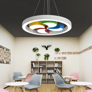 ZOWALA - Circle Colorful Windmill LED Acrylic Kids Room Chandelier Image - 1
