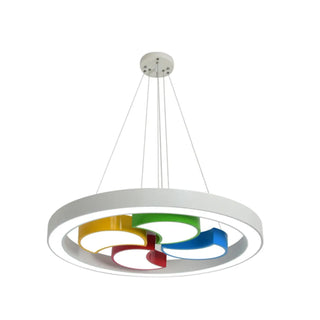 ZOWALA - Circle Colorful Windmill LED Acrylic Kids Room Chandelier Image - 11