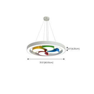 ZOWALA - Circle Colorful Windmill LED Acrylic Kids Room Chandelier Image - 14