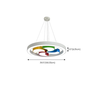 ZOWALA - Circle Colorful Windmill LED Acrylic Kids Room Chandelier Image - 15