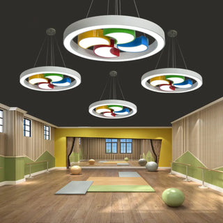 ZOWALA - Circle Colorful Windmill LED Acrylic Kids Room Chandelier Image - 4
