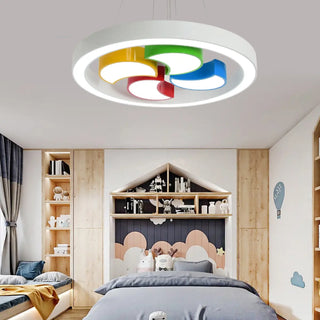 ZOWALA - Circle Colorful Windmill LED Acrylic Kids Room Chandelier Image - 5