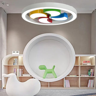 ZOWALA - Circle Colorful Windmill LED Acrylic Kids Room Chandelier Image - 6
