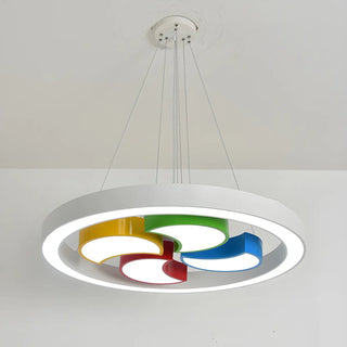 ZOWALA - Circle Colorful Windmill LED Acrylic Kids Room Chandelier Image - 7