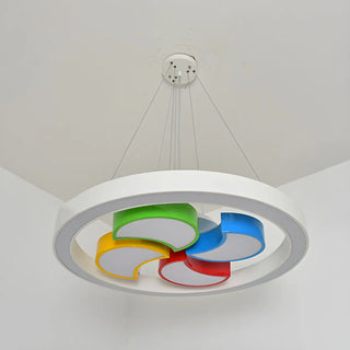 ZOWALA - Circle Colorful Windmill LED Acrylic Kids Room Chandelier Image - 8