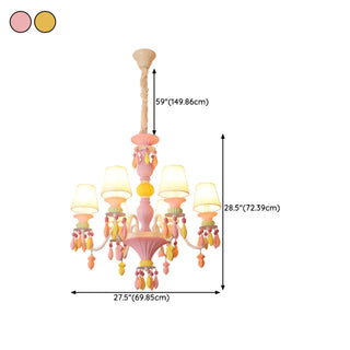 ZOWALA - Multi-Color Resin Cylinder Fabric Kids Room Chandelier Image - 12