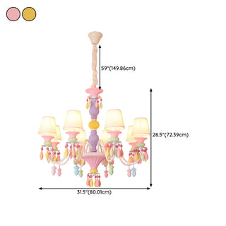 ZOWALA - Multi-Color Resin Cylinder Fabric Kids Room Chandelier Image - 13