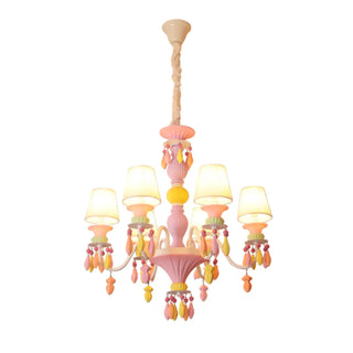 ZOWALA - Multi-Color Resin Cylinder Fabric Kids Room Chandelier Image - 4