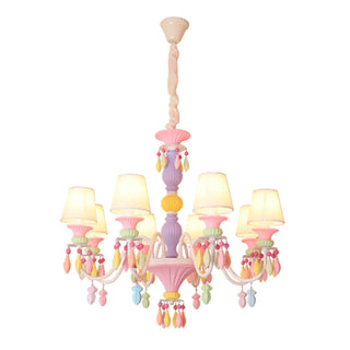 ZOWALA - Multi-Color Resin Cylinder Fabric Kids Room Chandelier Image - 5