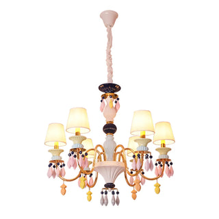 ZOWALA - Multi-Color Resin Cylinder Fabric Kids Room Chandelier Image - 6