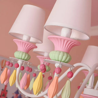 ZOWALA - Multi-Color Resin Cylinder Fabric Kids Room Chandelier Image - 7